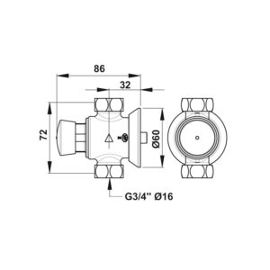 Robinet temporisé douche P50 S 3/4&Prime;