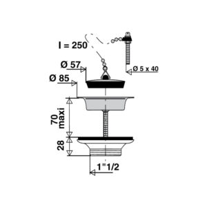 Bonde à bouchon PVC évier Ø 60