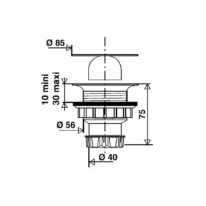 Bonde de douche sortie verticale Ø 60