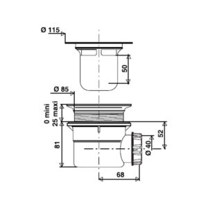 Bonde de douche sortie horizontale Ø 90